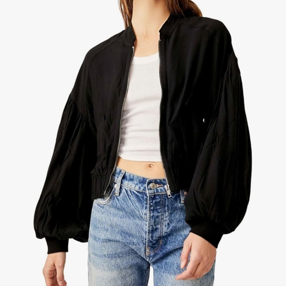 Free People Jackets & Blazers - Free People On Pointe Bomber Jacket In Black NWT